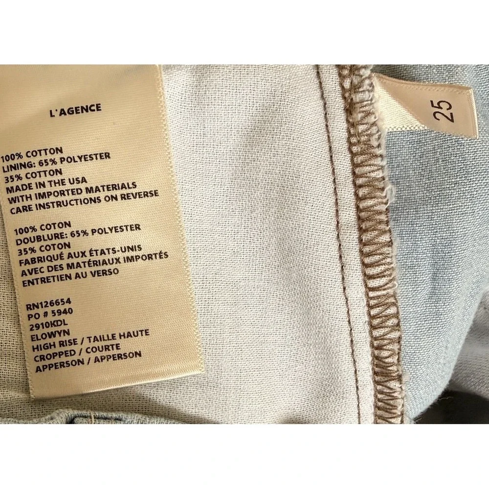 NWOT L'Agence Elowyn High Rise Crop Palazzo Pant Jeans Wide Leg Size 25 NWOT - Picture 5 of 5